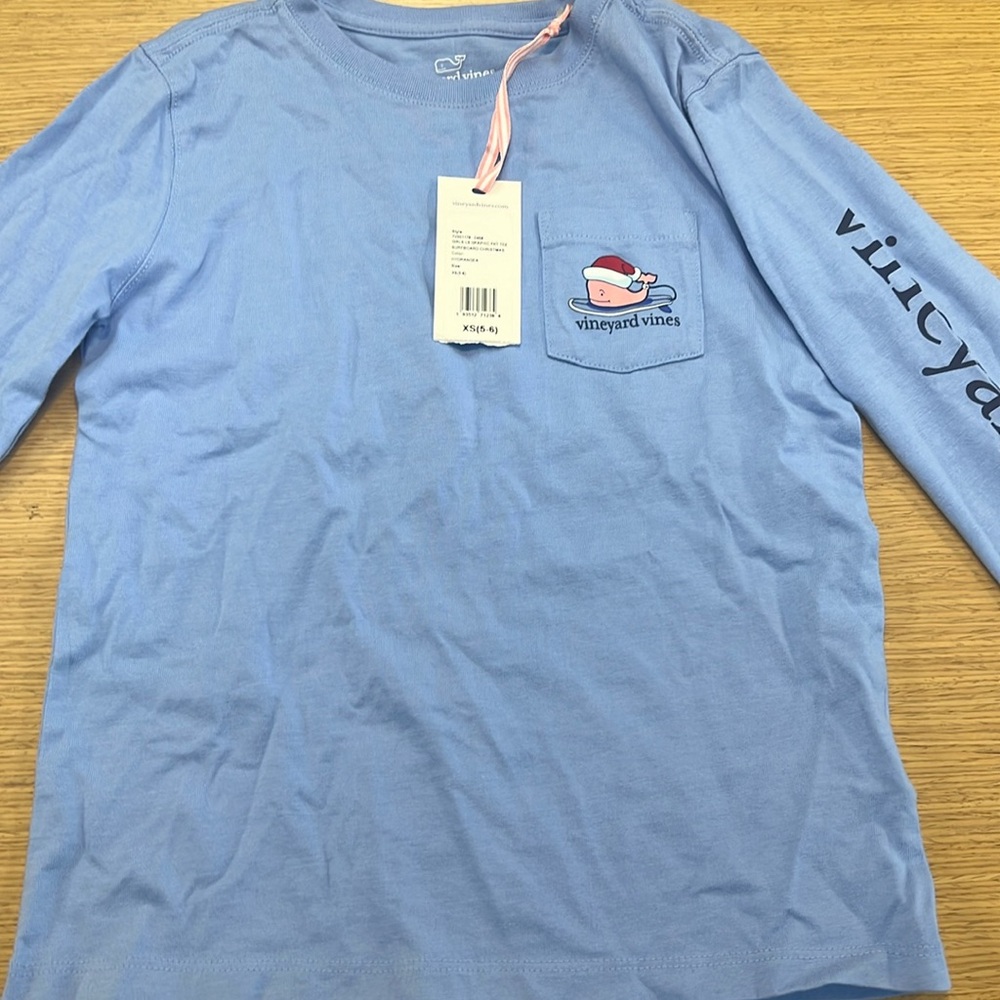 vineyard vines girls graphic pkt tee surfboard christmas size XS (5-6) w/box